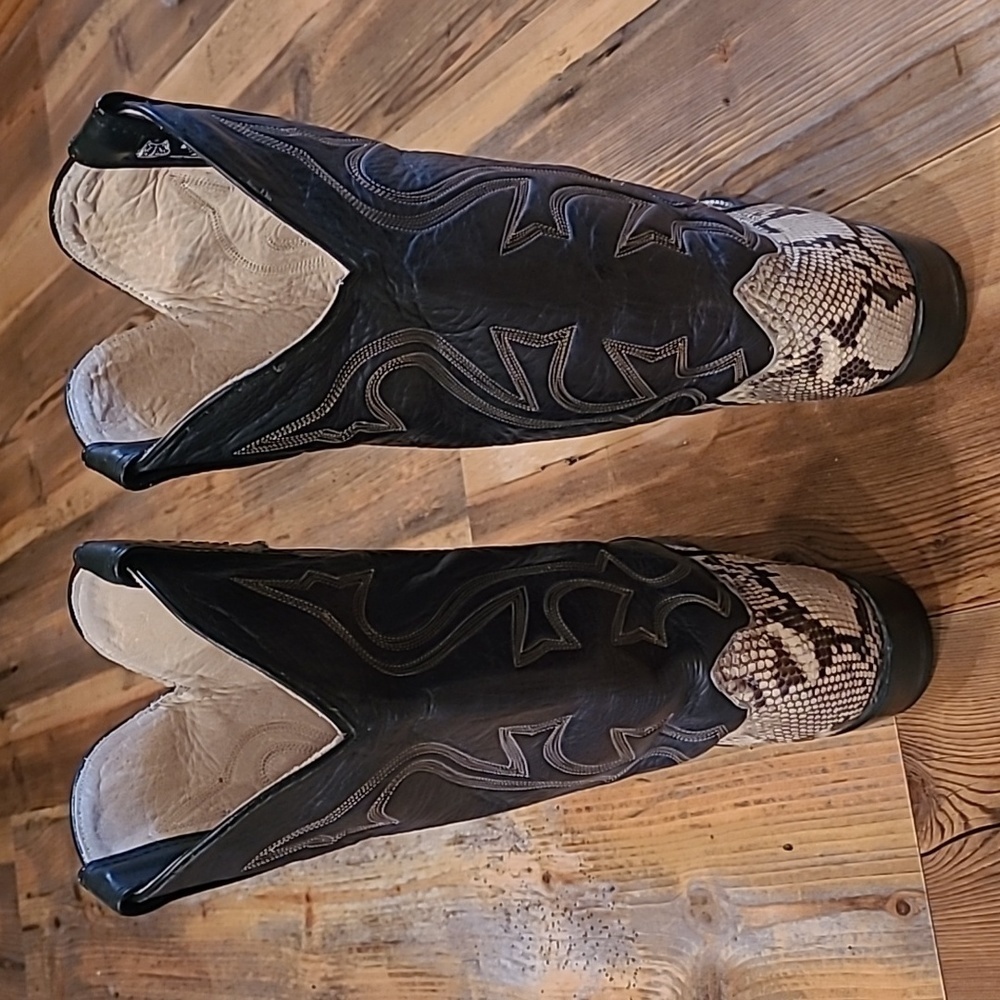 VINTAGE BISONTE COWBOY BOOTS "AVICK"Genuine Leather/Snakeskin,Unisex - Picture 5 of 17